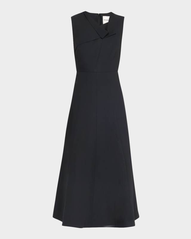 Drape Cotton Poplin Midi Dress